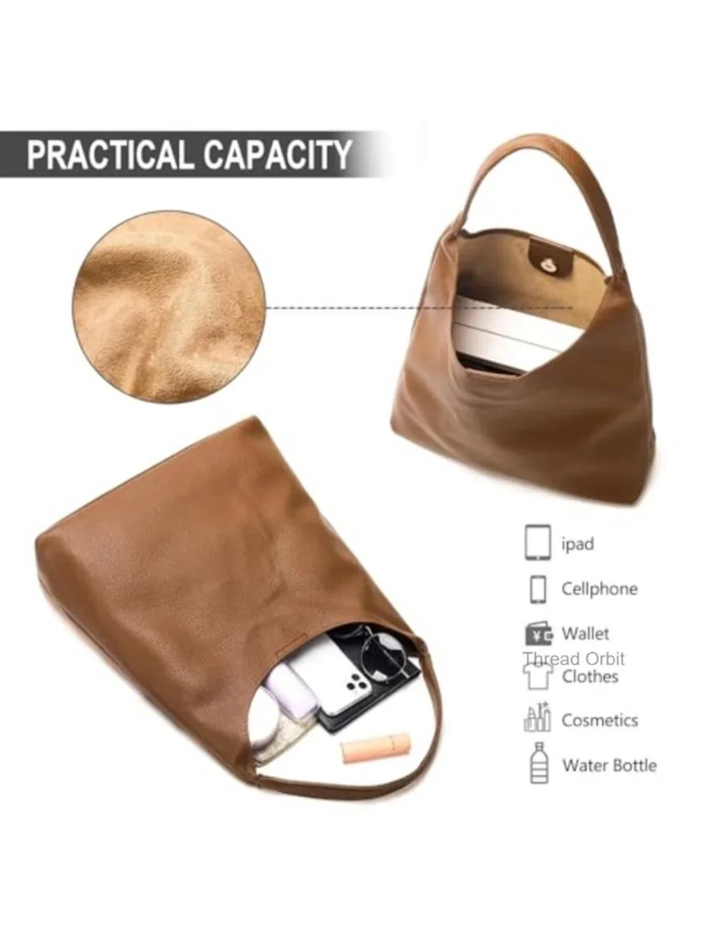 Vegan Leather Large Hobo Shoulder Tote Bag Magnetic Work Travel